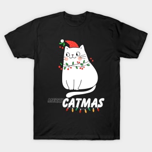 Cute Cat Merry Christmas Cat Lovers Santa Pajama T-Shirt
